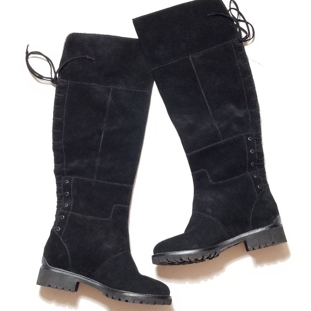 NEW Nine West Mavira Suede Lace Up Over Knee Boots - Picture 6 of 8